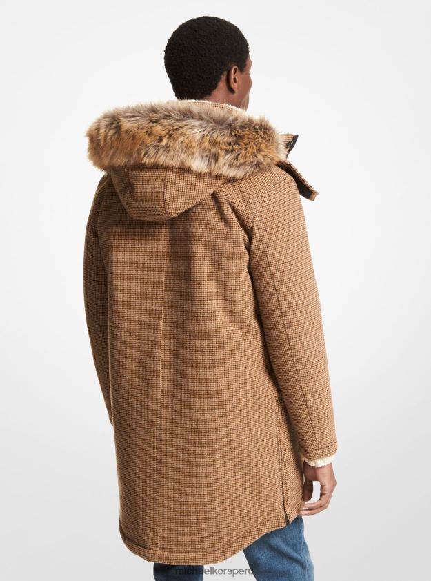 ropa educacion fisica Michael Kors hombres parka tejida tattersall caramelo 8FX48V2851