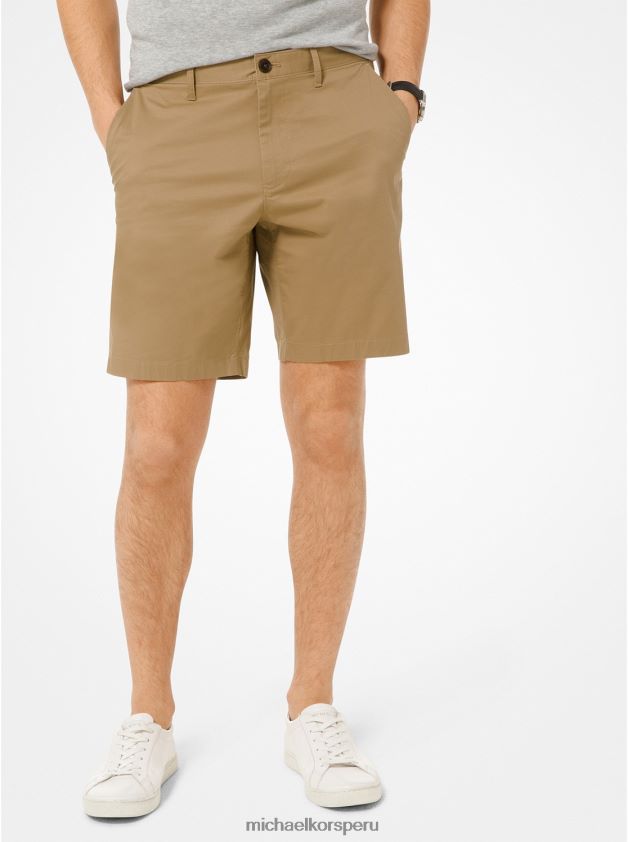 ropa educacion fisica Michael Kors hombres pantalones cortos de popelina lavada caqui 8FX48V3149