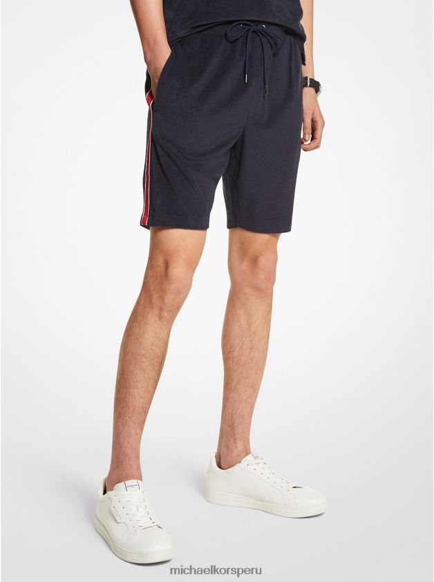 ropa educacion fisica Michael Kors hombres shorts de felpa en mezcla de algodón medianoche 8FX48V3157