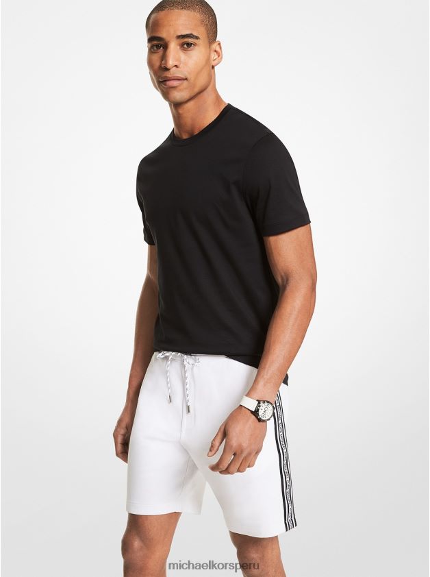 ropa educacion fisica Michael Kors hombres shorts en mezcla de algodón con cinta del logo blanco 8FX48V3139