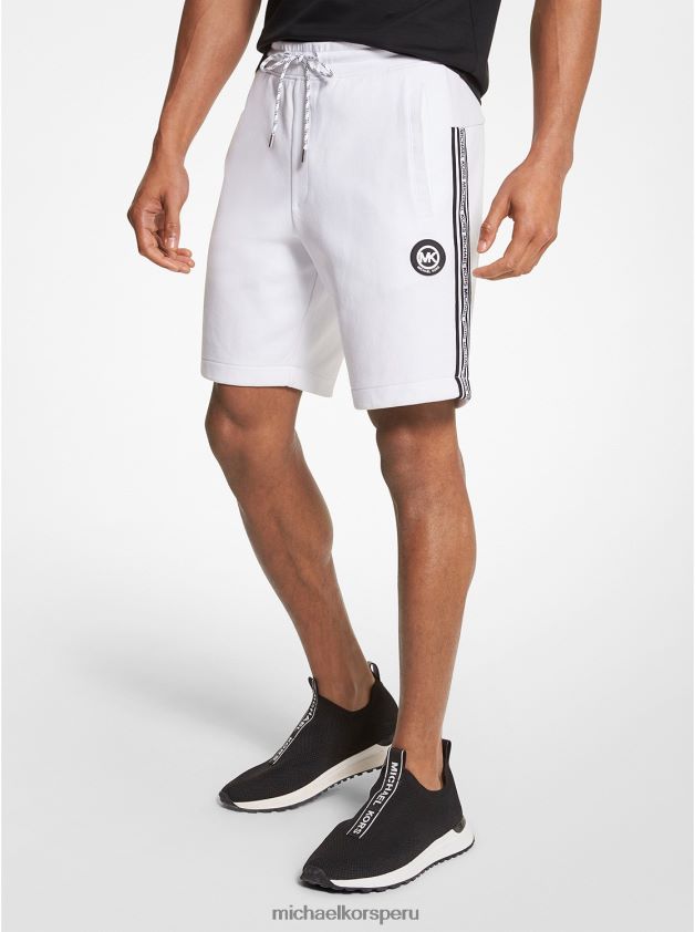 ropa educacion fisica Michael Kors hombres shorts en mezcla de algodón con cinta del logo blanco 8FX48V3143