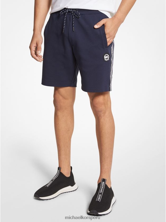 ropa educacion fisica Michael Kors hombres shorts en mezcla de algodón con cinta del logo medianoche 8FX48V3142