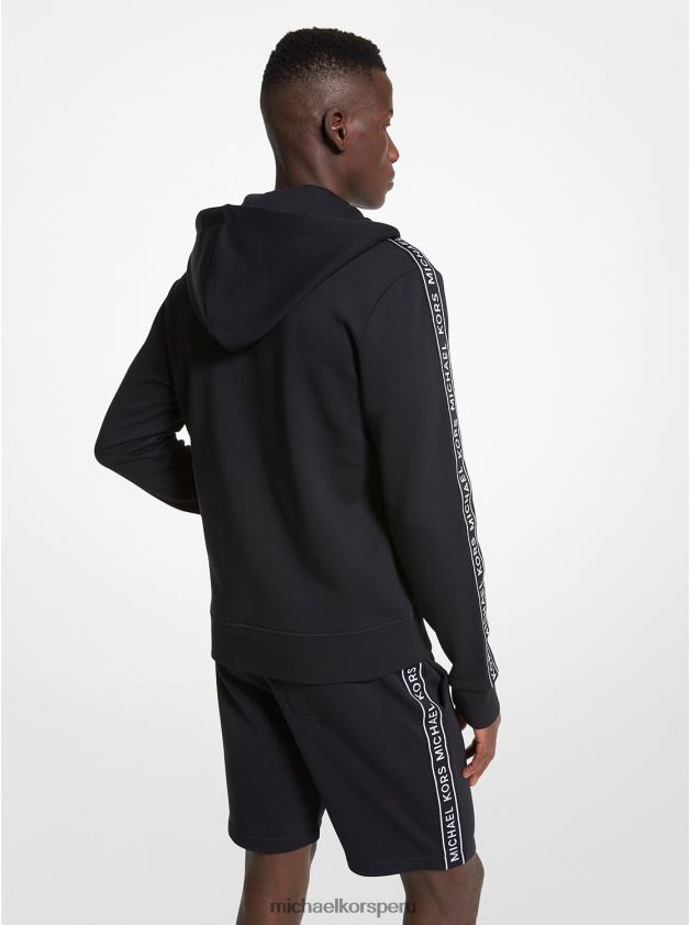 ropa educacion fisica Michael Kors hombres shorts en mezcla de algodón con cinta del logo negro 8FX48V3151