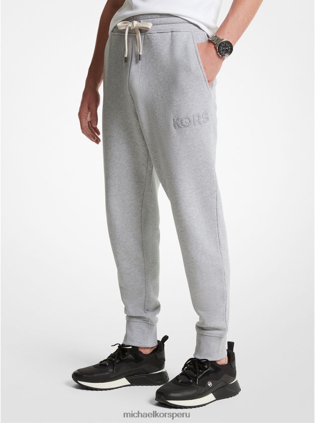 ropa educacion fisica Michael Kors hombres joggers de algodon kors cuero gris 8FX48V3084