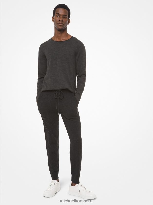 ropa educacion fisica Michael Kors hombres joggers de cachemira carbón 8FX48V3115