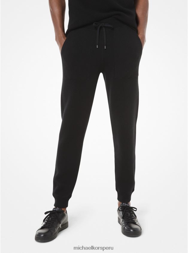ropa educacion fisica Michael Kors hombres joggers de cachemira negro 8FX48V3116
