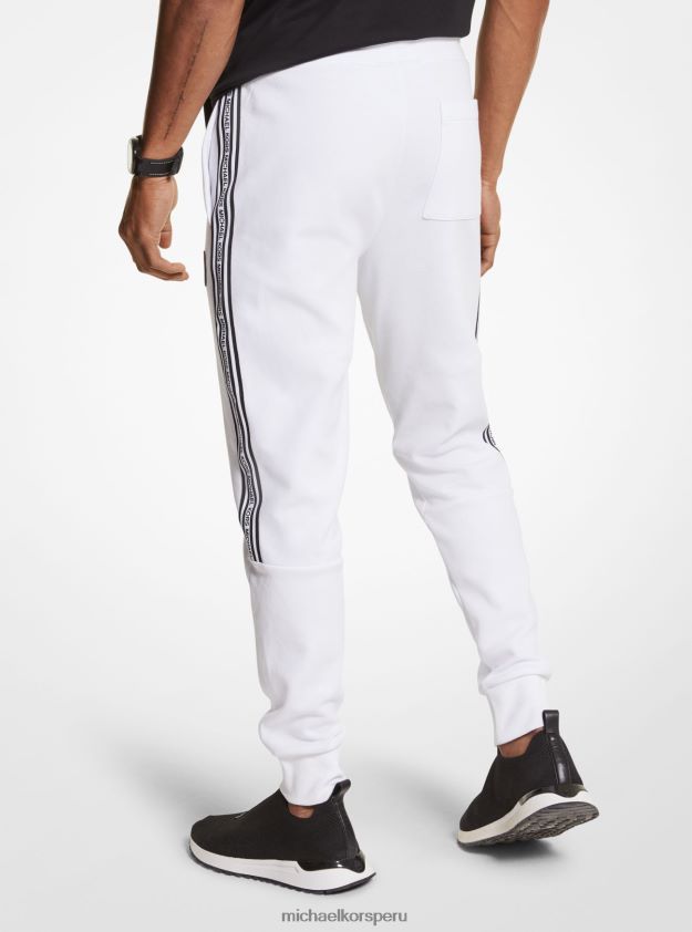 ropa educacion fisica Michael Kors hombres joggers en mezcla de algodón con cinta del logo blanco 8FX48V3081