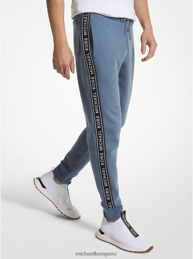 ropa educacion fisica Michael Kors hombres joggers en mezcla de algodón con logo estampado mezclilla 8FX48V3090