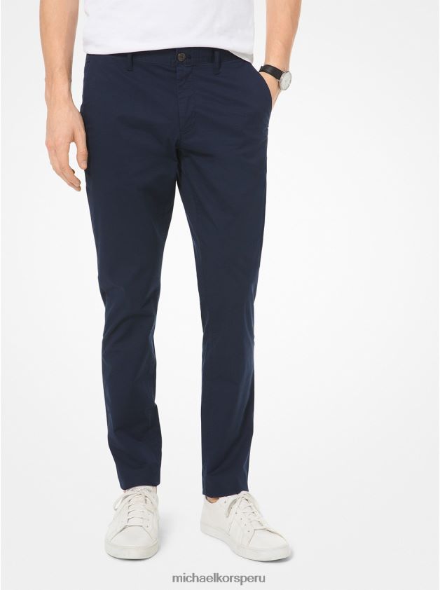 ropa educacion fisica Michael Kors hombres pantalones chinos skinny fit de algodón elástico medianoche 8FX48V3118