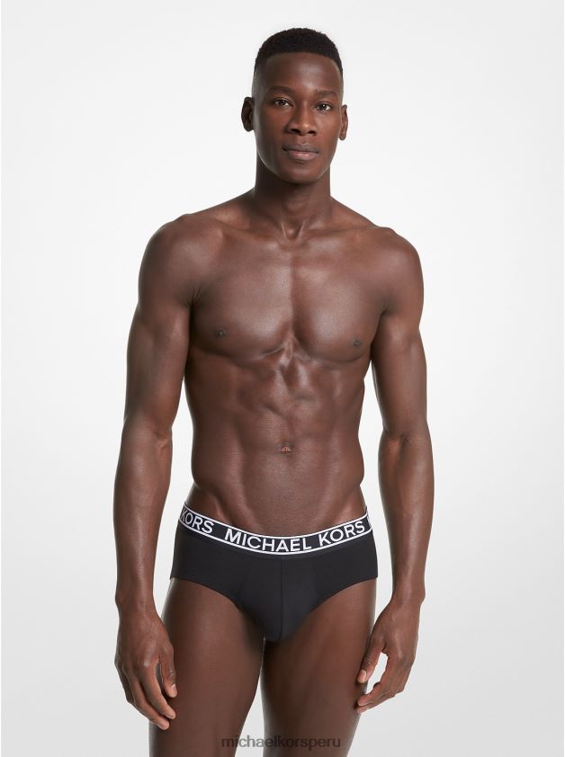 ropa educacion fisica Michael Kors hombres Pack de 3 braguitas de nailon elástico negro 8FX48V3176