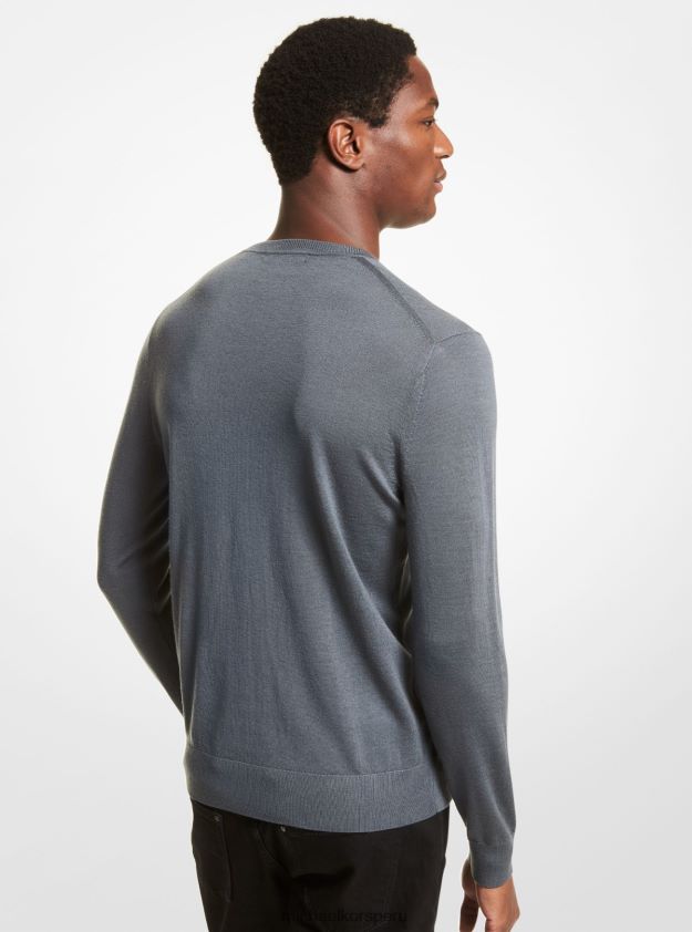 ropa educacion fisica Michael Kors hombres suéter de lana merina malacte gris 8FX48V3049