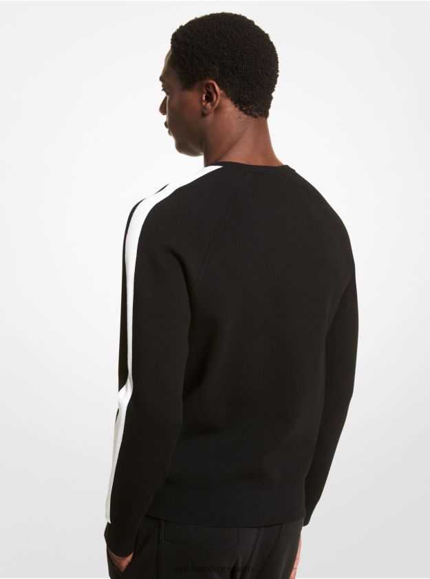 ropa educacion fisica Michael Kors hombres suéter de viscosa elástica kors blanco negro 8FX48V3071