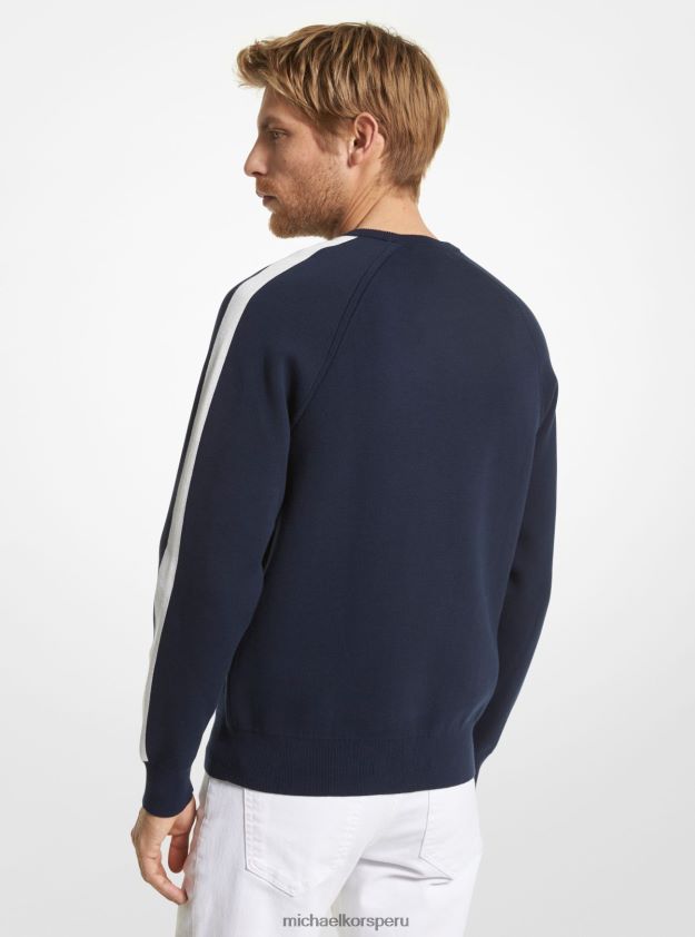 ropa educacion fisica Michael Kors hombres suéter kors de mezcla de algodón medianoche 8FX48V3040