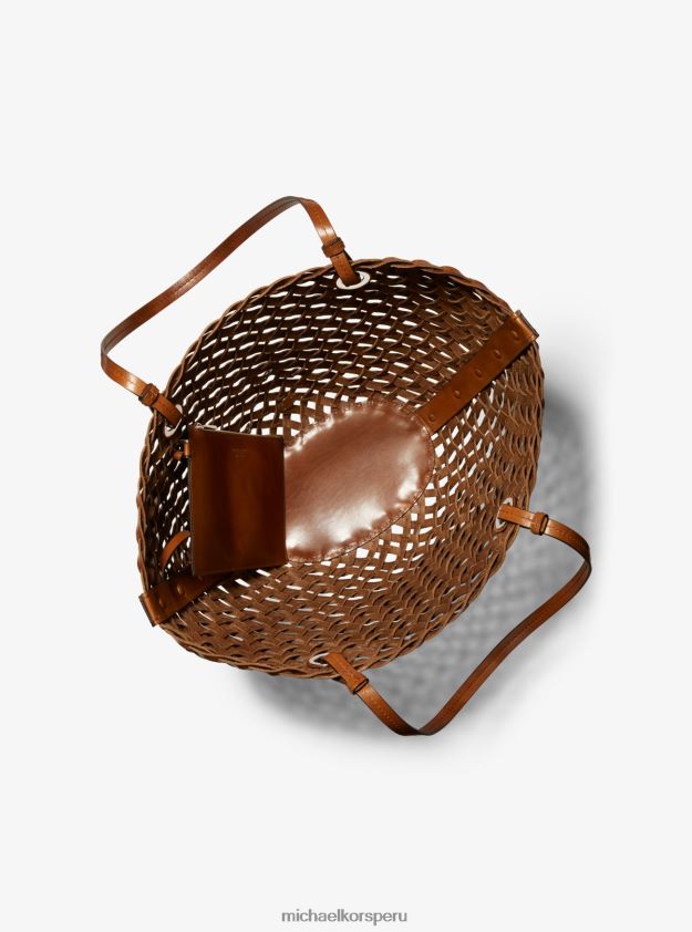accesorios educacion fisica Michael Kors mujer Bolso shopper mediano Isabella de piel tejido a mano castaña 8FX48V3774