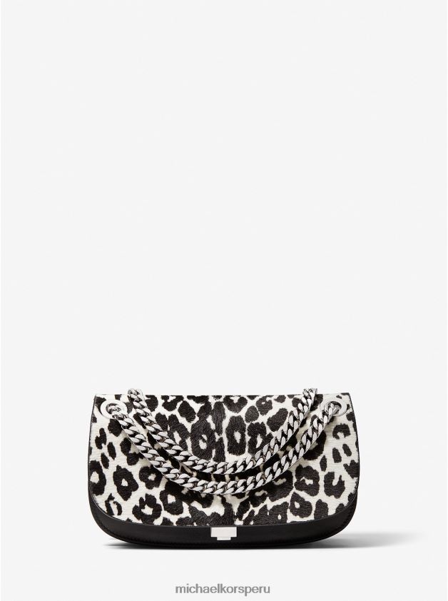 accesorios educacion fisica Michael Kors mujer Bolso sobre mini christie de piel con estampado de leopardo y pelo de becerro de la colección blanco negro 8FX48V3803