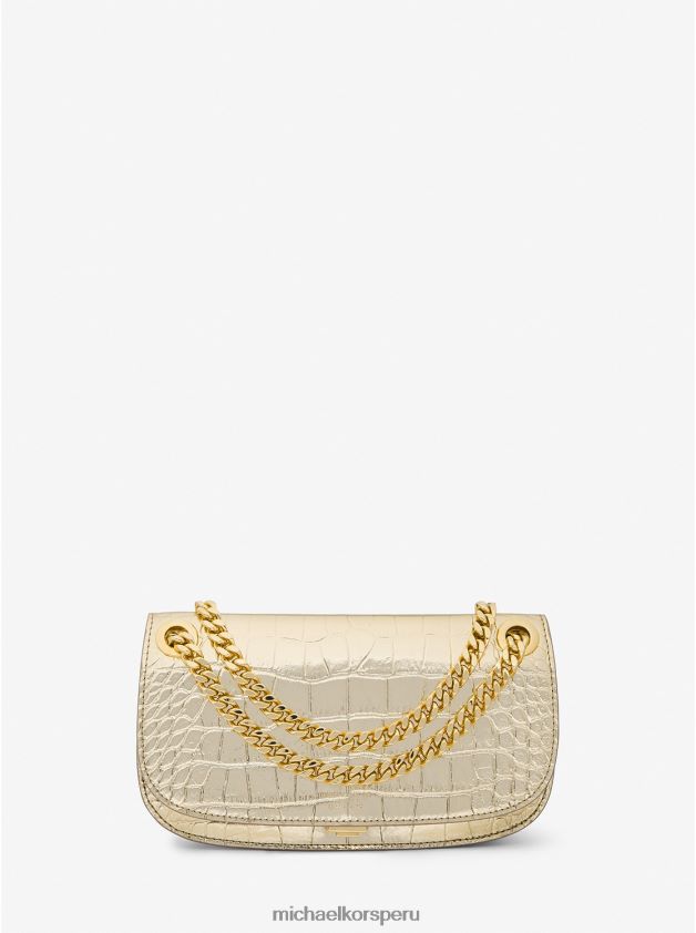 accesorios educacion fisica Michael Kors mujer Bolso sobre mini christie de piel con relieve de cocodrilo metalizado de la colección oro 8FX48V3783