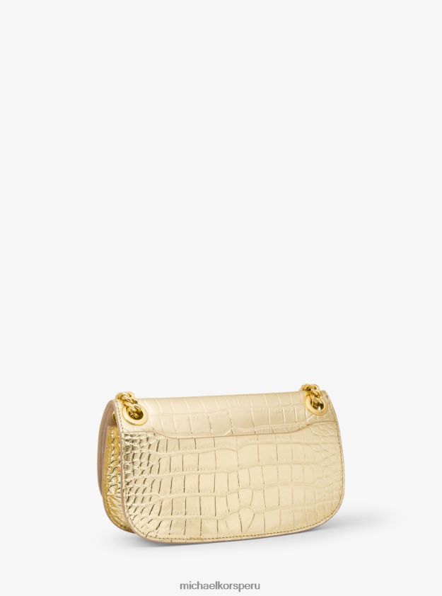 accesorios educacion fisica Michael Kors mujer Bolso sobre mini christie de piel con relieve de cocodrilo metalizado de la colección oro 8FX48V3783
