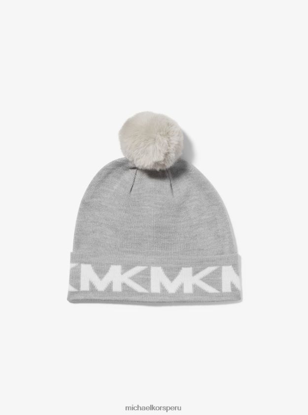 accesorios educacion fisica Michael Kors mujer Conjunto de gorro y bufanda de punto en intarsia Perla gris 8FX48V2733