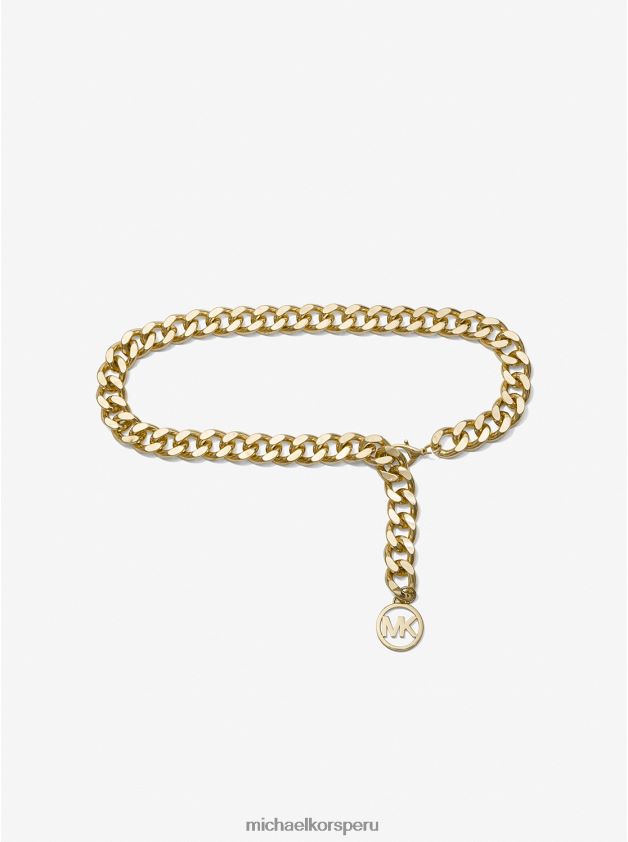 accesorios educacion fisica Michael Kors mujer cinturón con eslabones de cadena y logo en tono plateado oro 8FX48V2701
