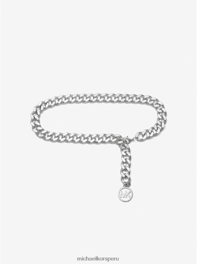 accesorios educacion fisica Michael Kors mujer cinturón con eslabones de cadena y logo en tono plateado plata 8FX48V2700