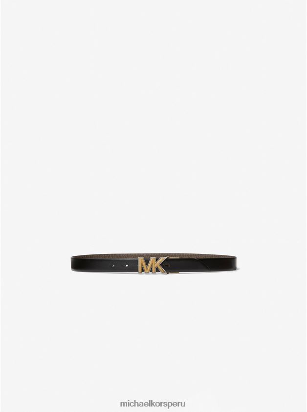 accesorios educacion fisica Michael Kors mujer cinturón fino de piel y logo reversible marrón/negro 8FX48V2714