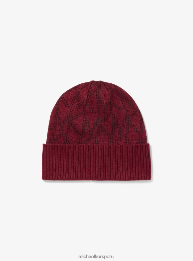 accesorios educacion fisica Michael Kors mujer conjunto de accesorios para clima frío en jacquard con logo rubí oscuro 8FX48V2762