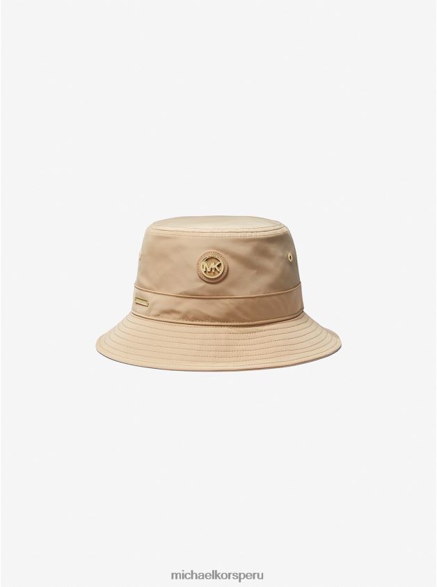 accesorios educacion fisica Michael Kors mujer sombrero de pescador tejido con logo caqui 8FX48V2739