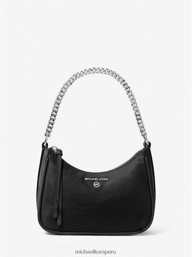 accesorios educacion fisica Michael Kors mujer Pochette pequeño de gabardina de nailon con dije Jet Set negro 8FX48V1348