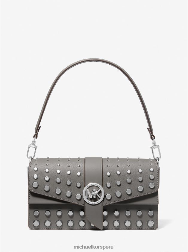 accesorios educacion fisica Michael Kors mujer bolso al hombro greenwich mediano de piel saffiano con tachuelas cuero gris 8FX48V1338