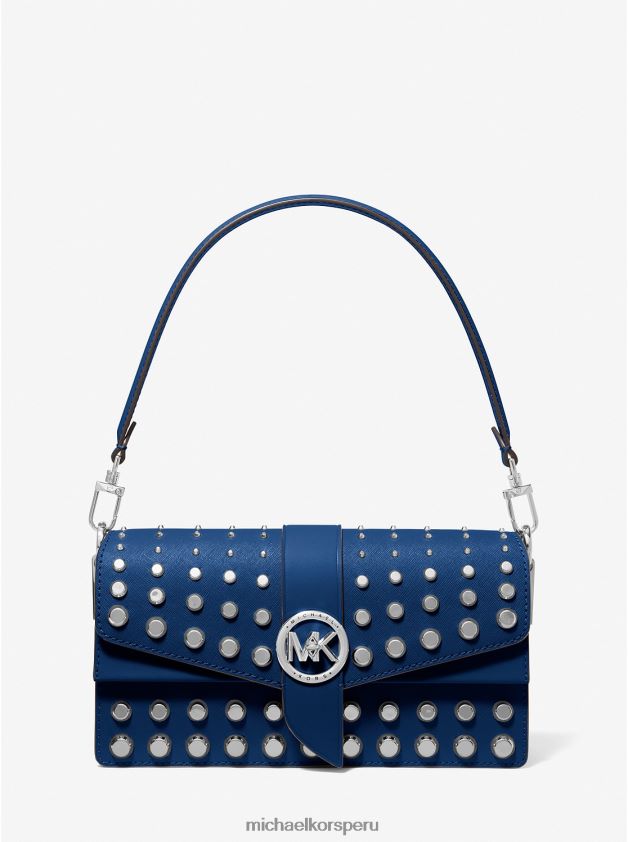 accesorios educacion fisica Michael Kors mujer bolso al hombro greenwich mediano de piel saffiano con tachuelas rio azul 8FX48V1336