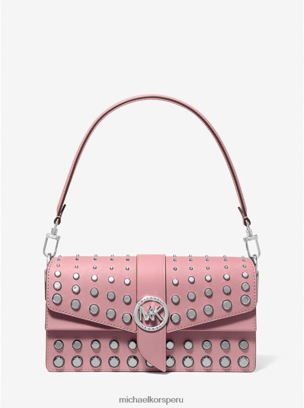accesorios educacion fisica Michael Kors mujer bolso al hombro greenwich mediano de piel saffiano con tachuelas rosa real 8FX48V1334