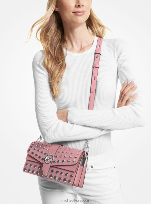 accesorios educacion fisica Michael Kors mujer bolso al hombro greenwich mediano de piel saffiano con tachuelas rosa real 8FX48V1334