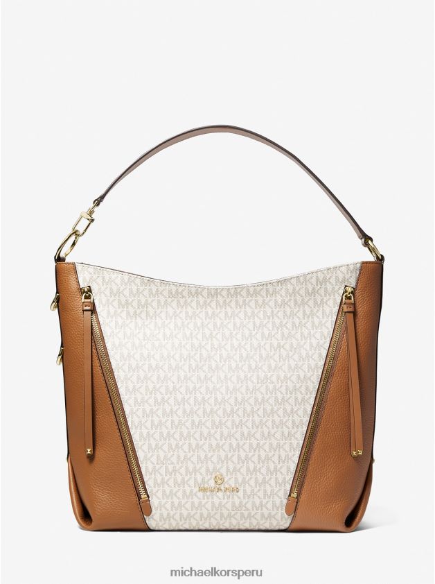 accesorios educacion fisica Michael Kors mujer bolso de hombro Brooklyn grande con logo vainilla/bellota 8FX48V1384