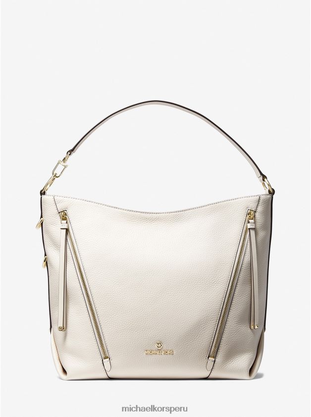 accesorios educacion fisica Michael Kors mujer bolso de hombro Brooklyn grande de piel granulada crema ligera 8FX48V1379