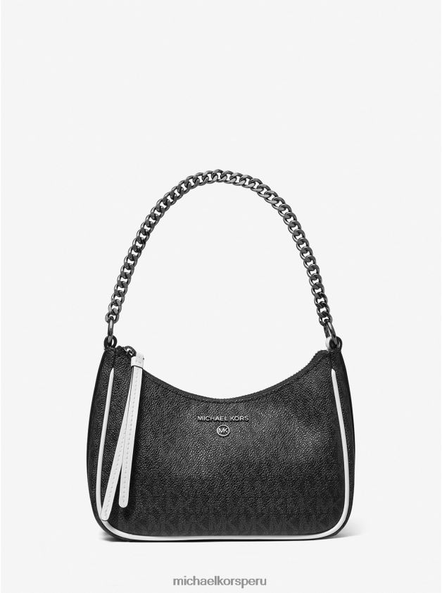 accesorios educacion fisica Michael Kors mujer bolso de hombro Jet Set con dije pequeño y logo Blanco óptico 8FX48V1378