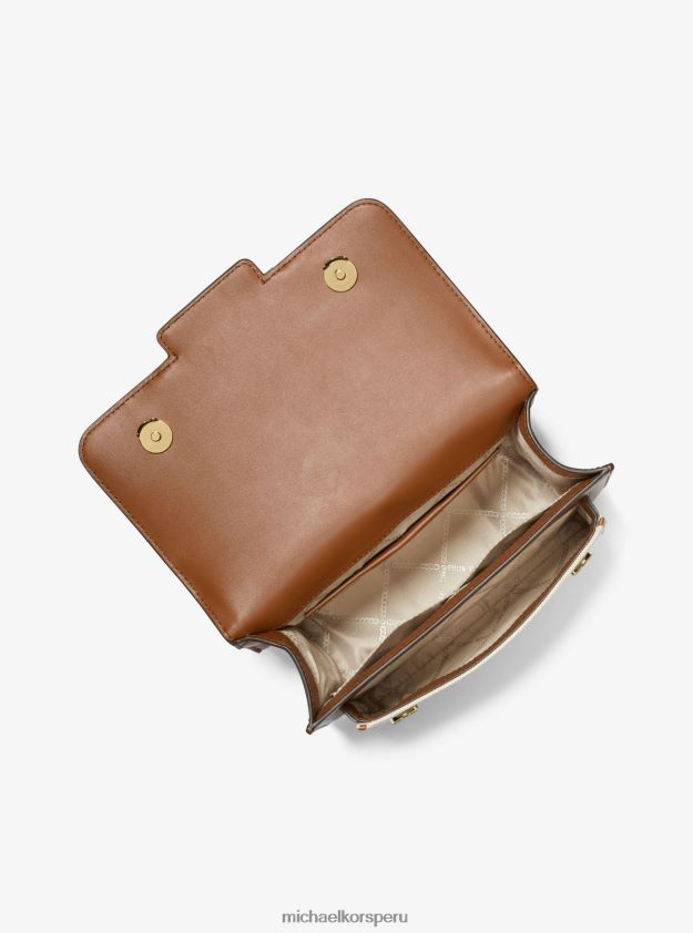 accesorios educacion fisica Michael Kors mujer bolso de hombro grande jaspeado de lona y piel sintética natural/equipaje 8FX48V1294