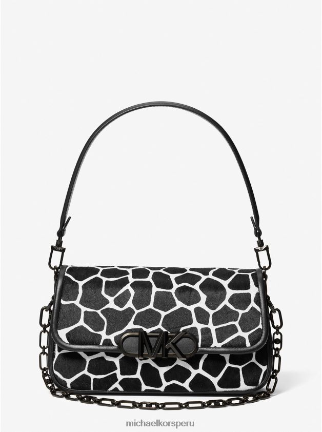 accesorios educacion fisica Michael Kors mujer bolso de hombro parker mediano con estampado animal y pelo de becerro blanco negro 8FX48V1324