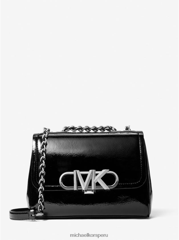 accesorios educacion fisica Michael Kors mujer bolso de hombro parker mediano de charol arrugado negro 8FX48V1333