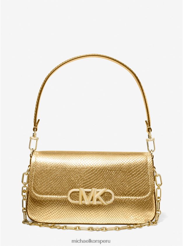 accesorios educacion fisica Michael Kors mujer bolso de hombro parker mediano de piel con relieve de serpiente metalizado oro pálido 8FX48V1369