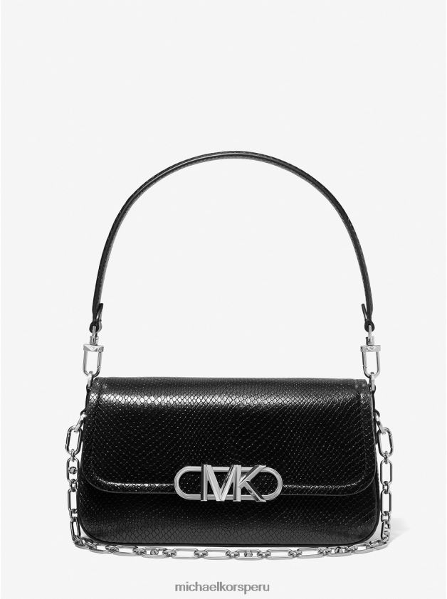 accesorios educacion fisica Michael Kors mujer bolso de hombro parker mediano de piel con relieve de serpiente negro 8FX48V1368