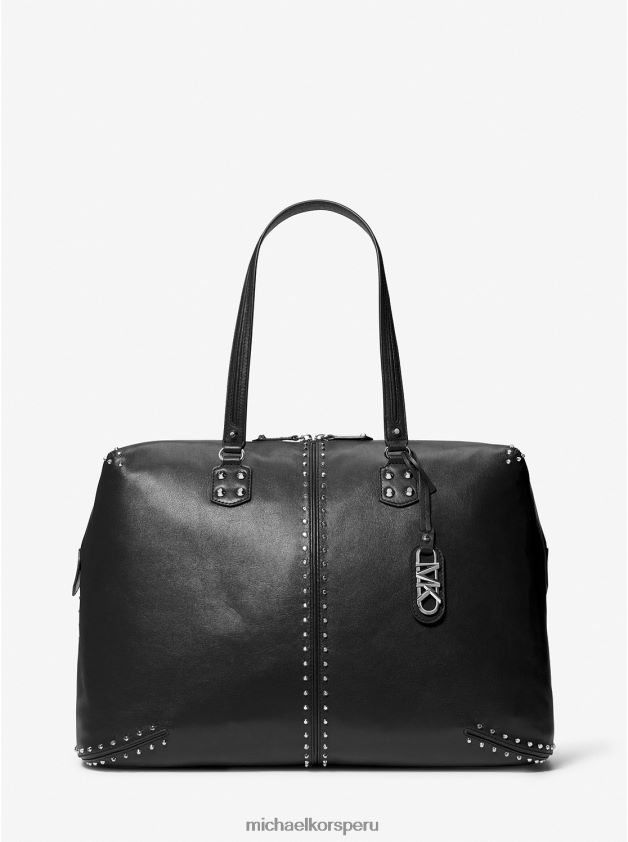 accesorios educacion fisica Michael Kors mujer bolso de fin de semana astor extragrande de piel con tachuelas negro 8FX48V1524