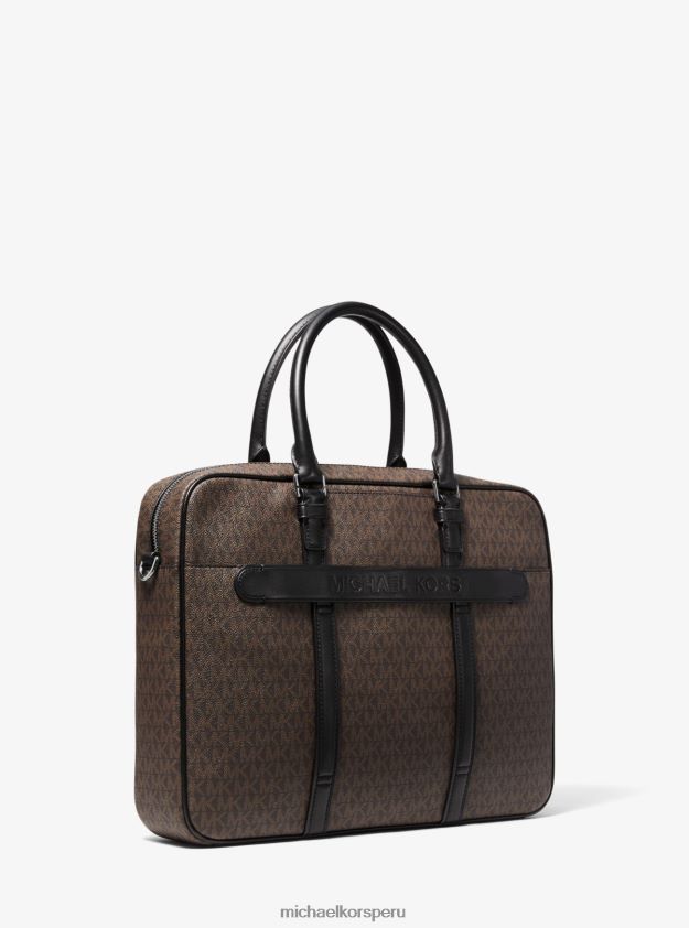 accesorios educacion fisica Michael Kors mujer maletín de cuero y logo Hudson marrón/negro 8FX48V1558