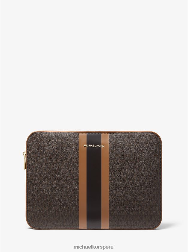 accesorios educacion fisica Michael Kors mujer maletín para portátil de 13 pulgadas con rayas y logo Jet Set brn/bellota 8FX48V1544