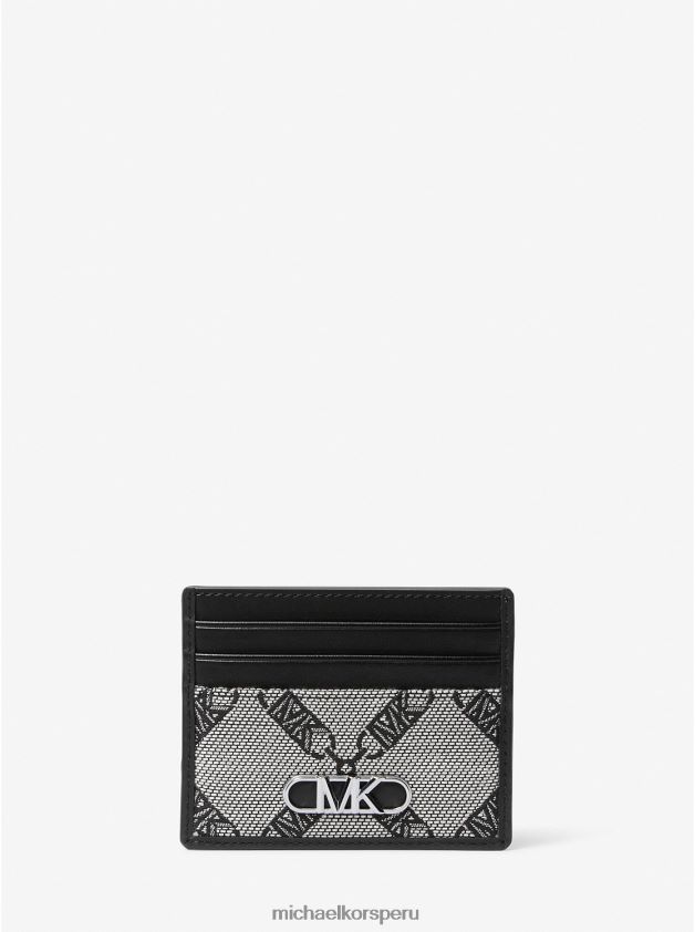 accesorios educacion fisica Michael Kors mujer tarjetero Hudson Empire en jacquard con logo negro 8FX48V1557