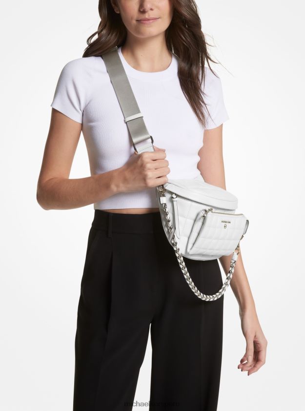 accesorios educacion fisica Michael Kors mujer Mochila Slater mediana de cuero acolchado Blanco óptico 8FX48V884