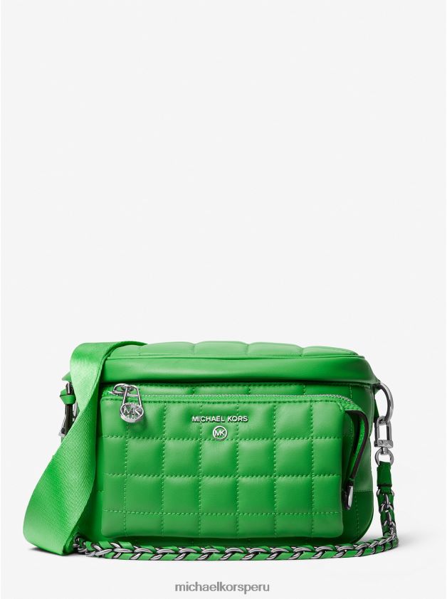 accesorios educacion fisica Michael Kors mujer Mochila Slater mediana de cuero acolchado verde palma 8FX48V882