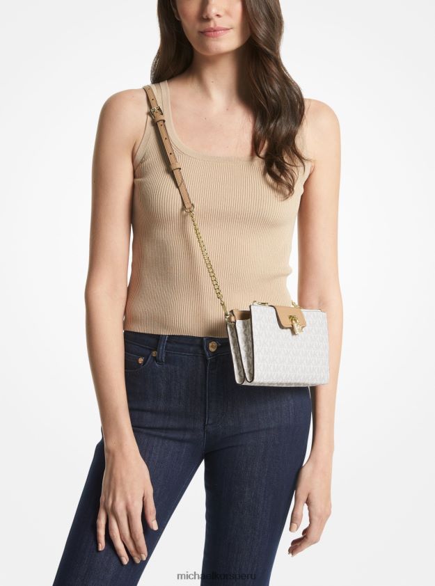 accesorios educacion fisica Michael Kors mujer bandolera Ruby pequeña con logo camello 8FX48V734