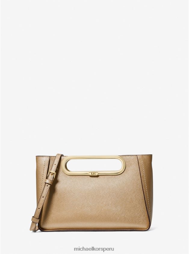 accesorios educacion fisica Michael Kors mujer bandolera convertible Chelsea grande de piel saffiano metalizada oro pálido 8FX48V762