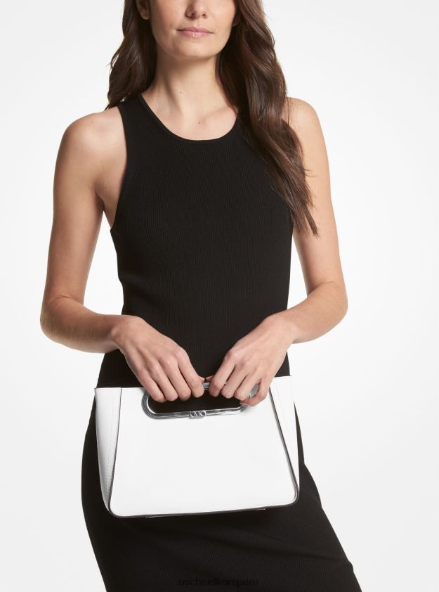 accesorios educacion fisica Michael Kors mujer bandolera convertible chelsea grande de piel saffiano Blanco óptico 8FX48V760