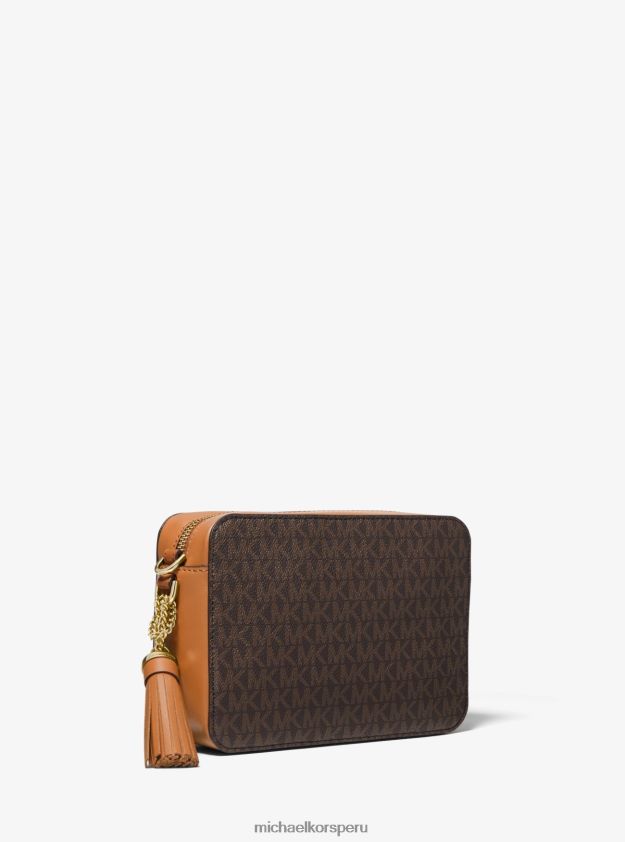 accesorios educacion fisica Michael Kors mujer bandolera ginny mediana con logo y rayas brn/bellota 8FX48V750